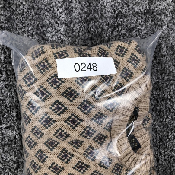 Vintage Eddie Bauer Sweater Mens XL Beige Argyle Knit Cotton Crewneck 90s - Picture 7 of 7